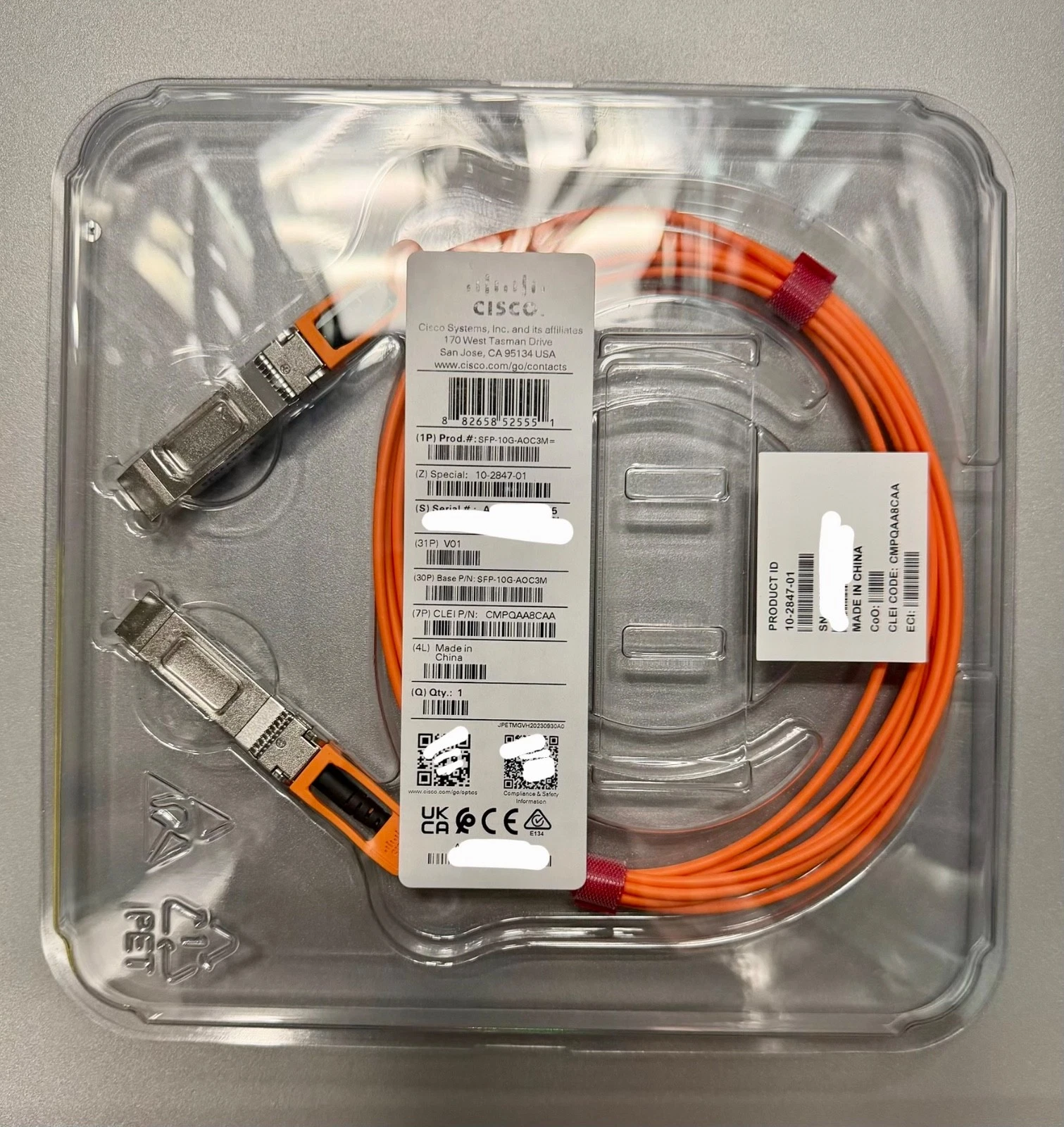 NEW ORIGINAL CISCO SFP-10G-AOC3M CABLE